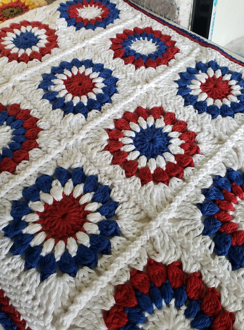 Quilts For Sale/ Quilt for Sale/ Quilt for Sale Handmade Cotton Crochet/ Patriotic Cotton Throw/ handmade home decor
