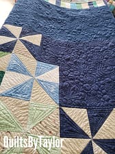 Quilts For Sale quilts for sale/ Custom Pinwheel Quilt in King size displayed on bed, handmade by Quilts by Taylor