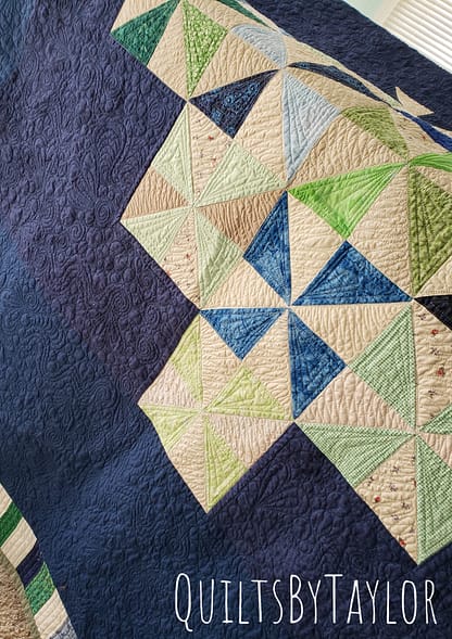 Quilts For Sale/ Quilt for Sale/ Quilt for Sale Handmade Close-up of spiral quilting texture on handmade cotton Pinwheel Quilt