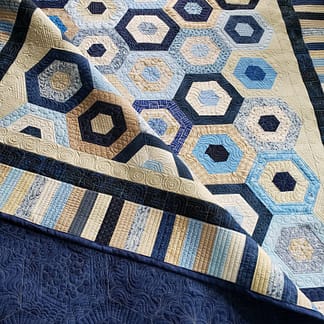 Beautiful Hexagon Quilt / Quilts for Sale / Handmade Finished Quilt 90 x 102 | Ready to Ship