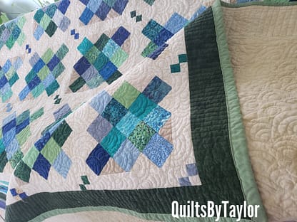 Quilts For Sale/ Quilt for Sale/ Quilt for Sale Handmade Finished Green Jelly Bean Quilt 65x63, handmade in cotton, ready to ship.