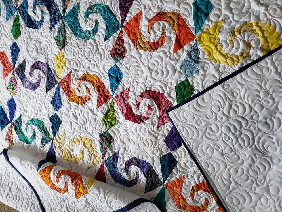 Quilts For Sale/ Quilt for Sale/ Quilt for Sale Handmade Finished quilt for Sale/ Snails Trail Quilt in Rainbow colors